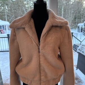 Women's Cream Faux Fur Jacket